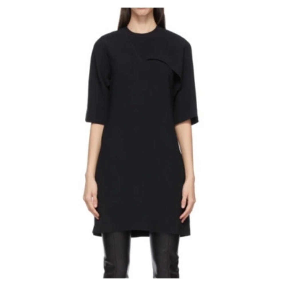 Victoria Beckham Crepe Short Layered Crewneck Mini Dress in Black sz 4